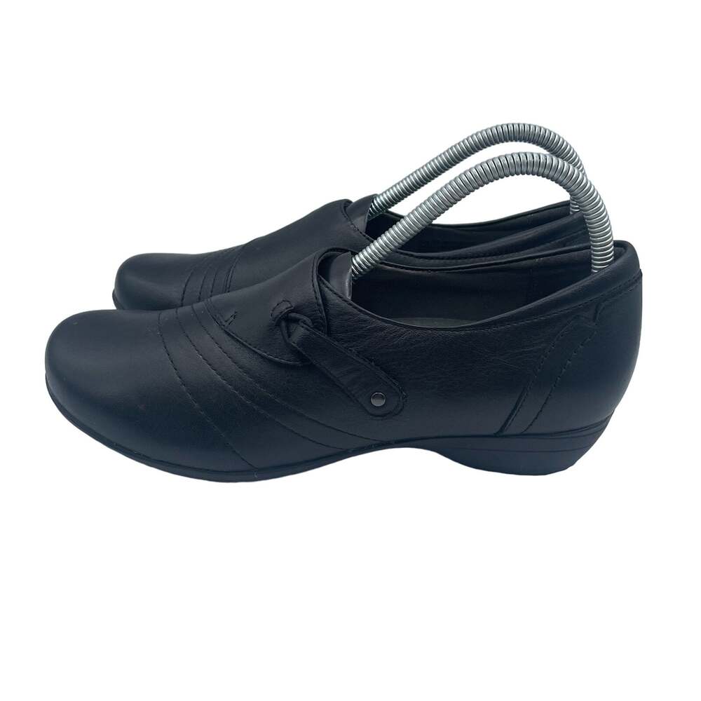 Dansko Franny Nubuck Leather Loafers Clogs Comfort Shoes Black Womens 39 8.5 9